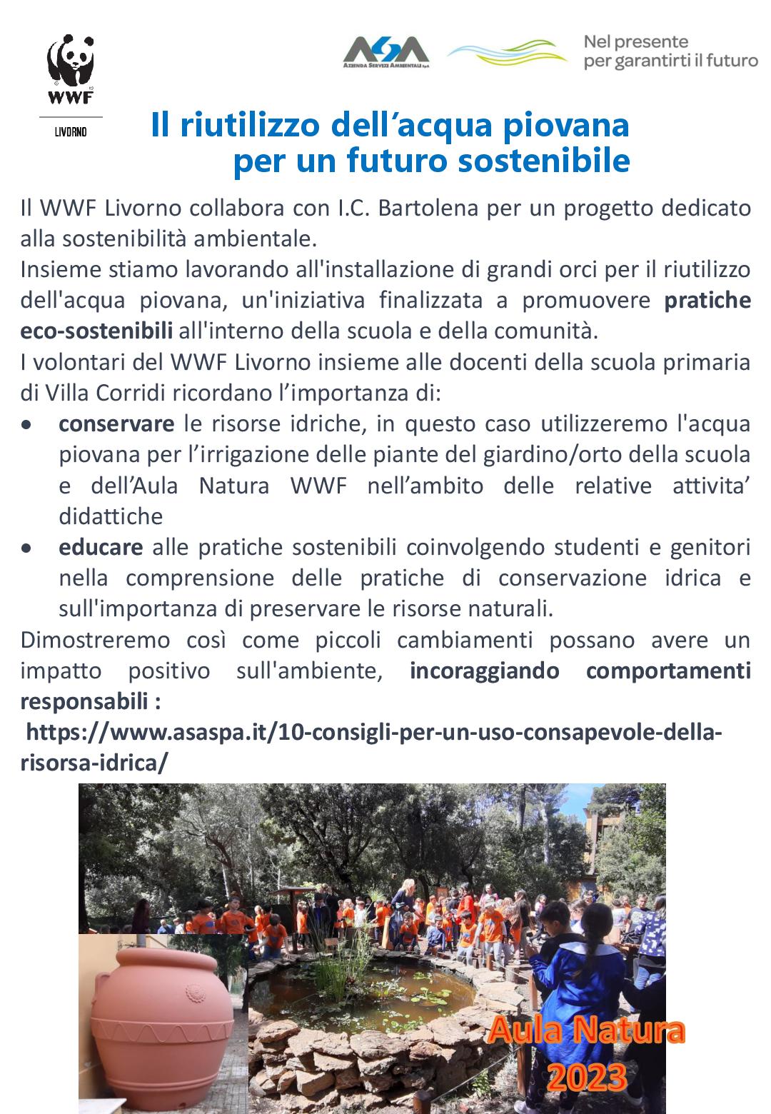 Gestione Sostenibile Acqua WWF LI Scuole Bartolena